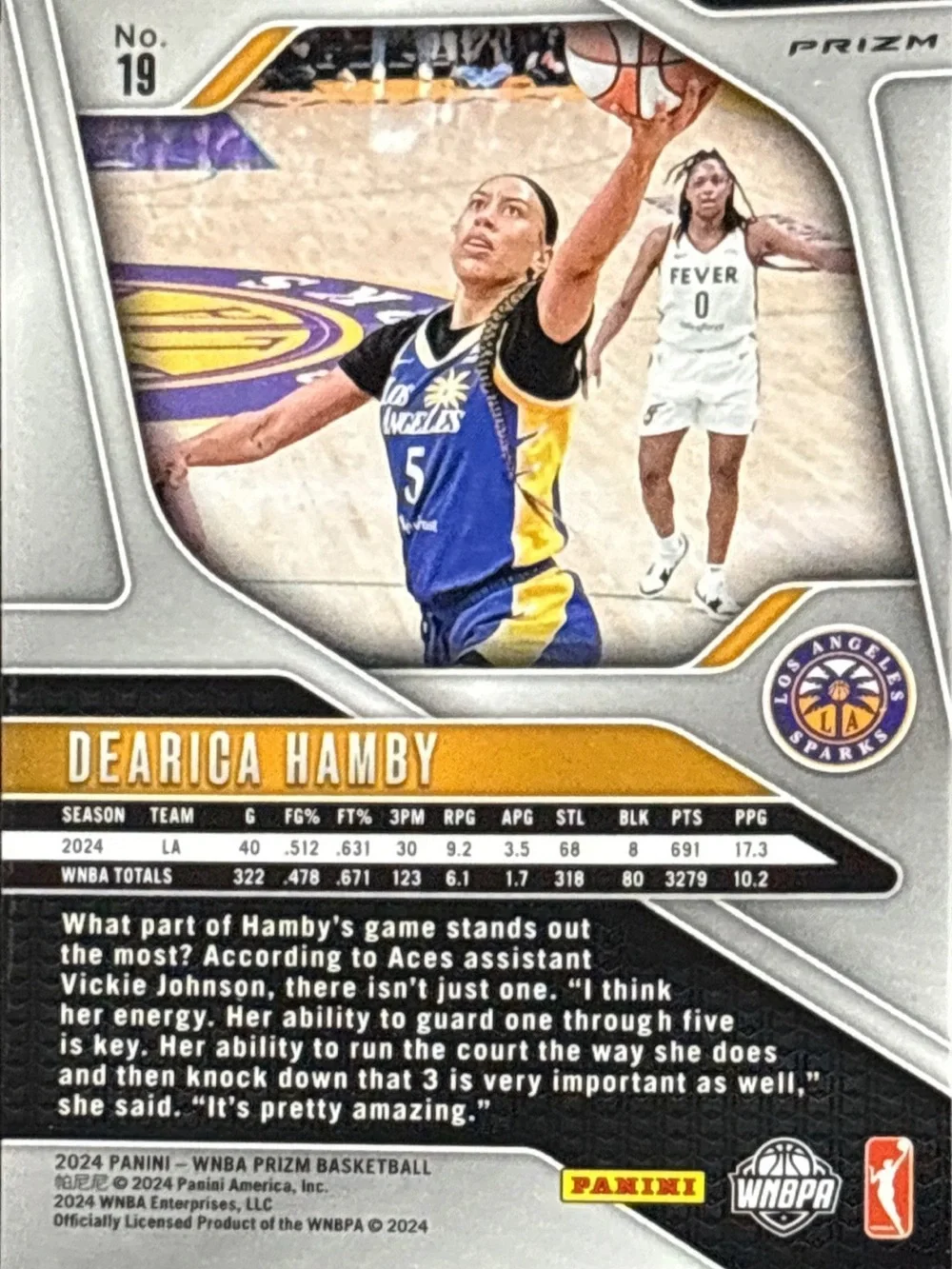 Panini Prizm Los Angeles Sparks Dearica Hamby Basketball Card